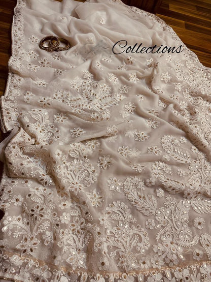 Vamsha chikankari embroidered saree