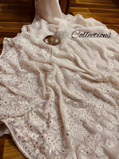 Vamsha chikankari embroidered saree