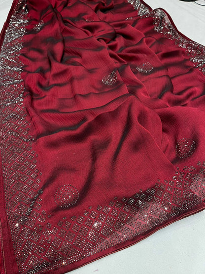 Satin partywear saree
