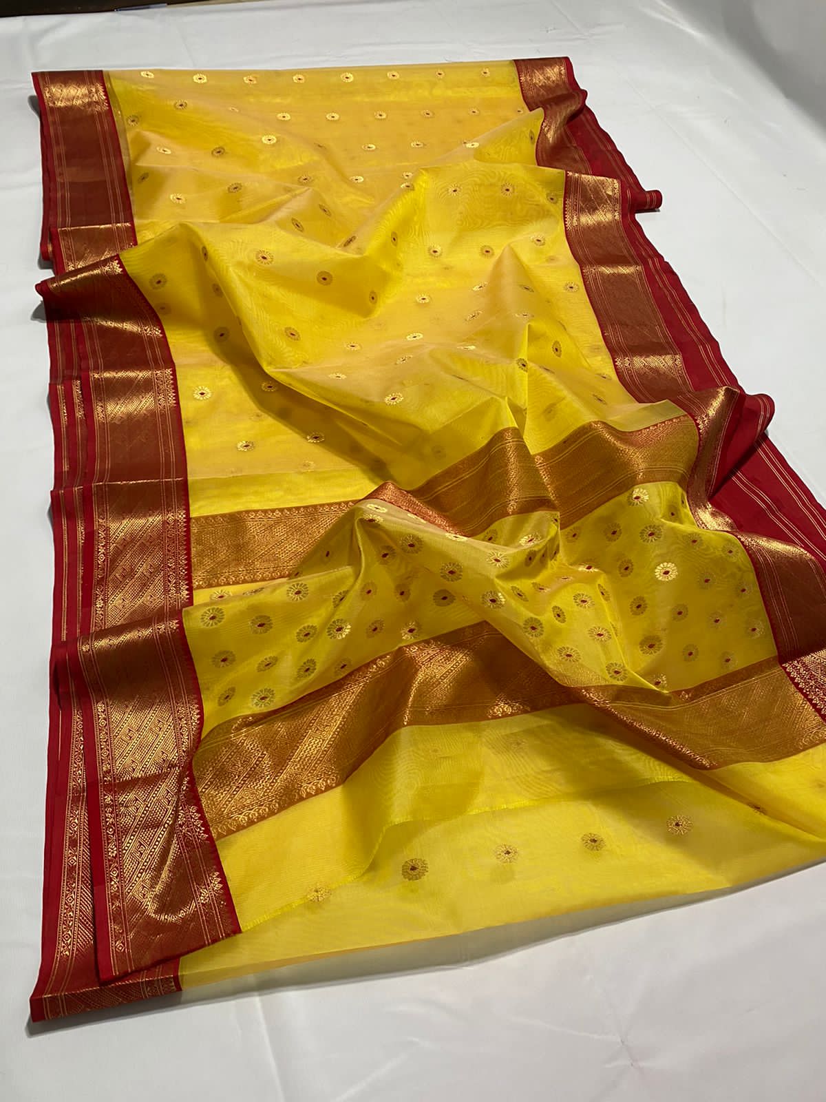 Heer yellow Chanderi saree handloom saree blouse