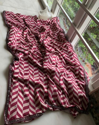 Printed beautiful satin saree partywear sarees