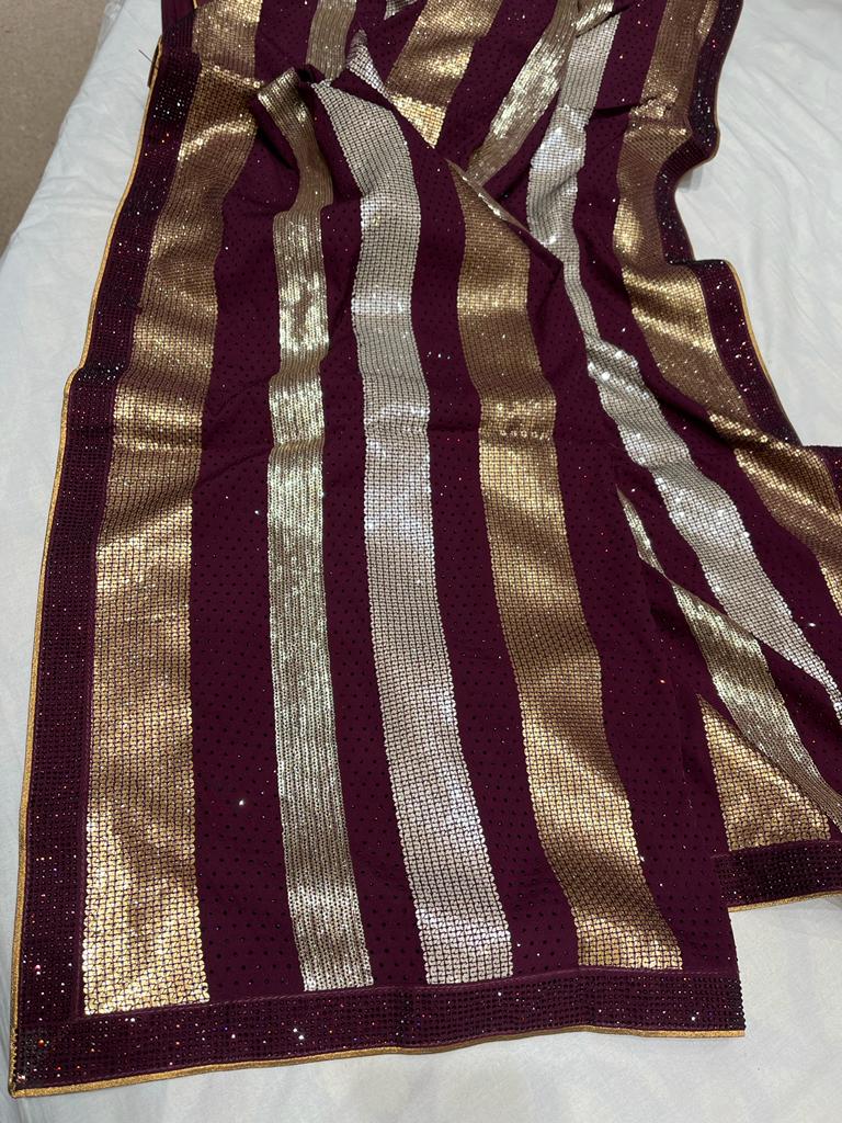 Juan crepe sequence saree