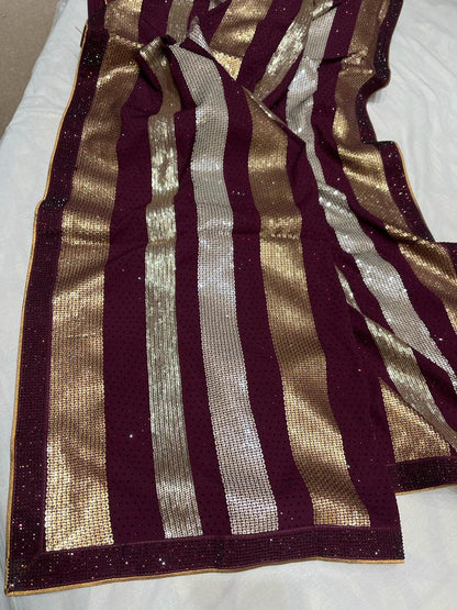 Juan crepe sequence saree