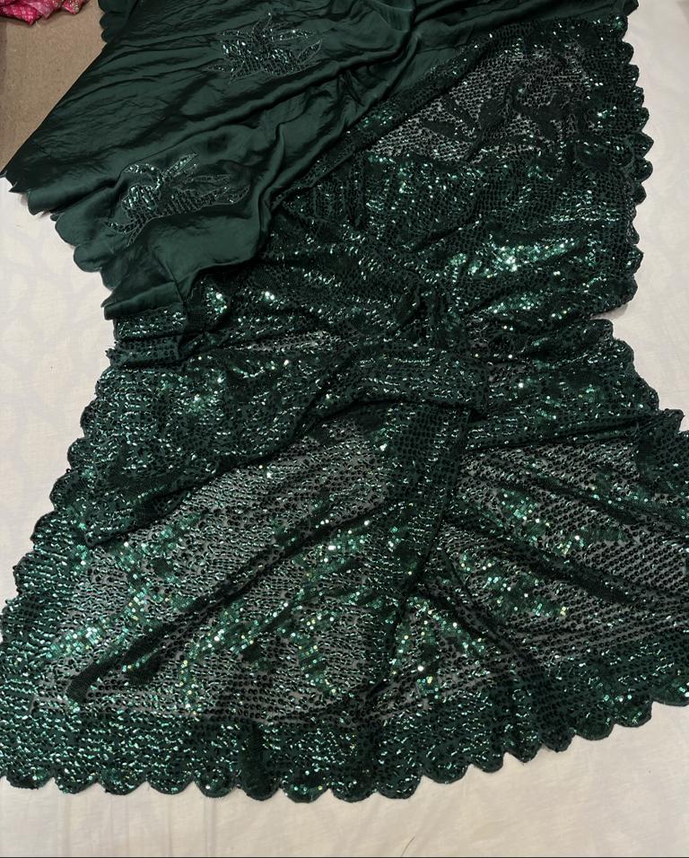 Sequence satin partywear saree