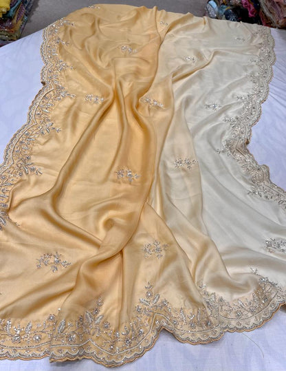 Satin shaded partywear saree