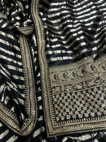 Chanderi inspired striped saree