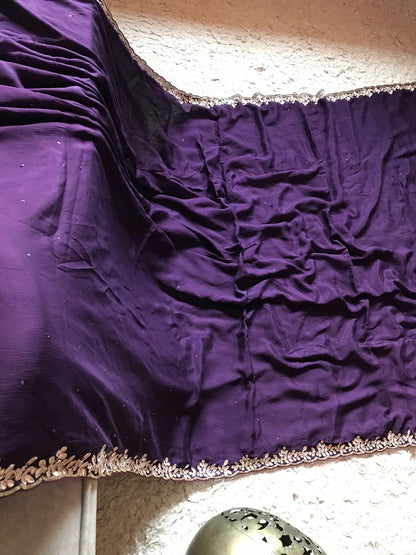Purple vogue partywear saree