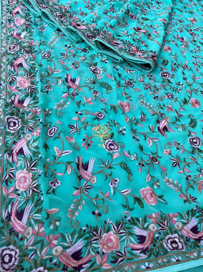 Floral  Parsi inspired saree