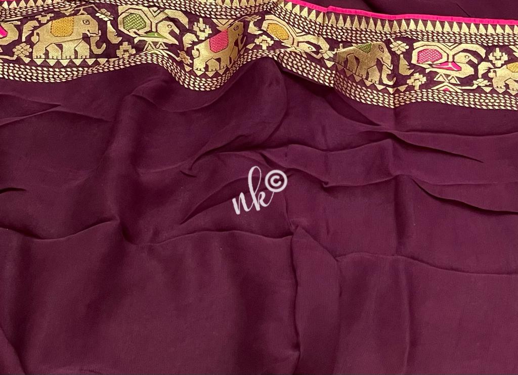 Yanshi khaddi gorgette saree