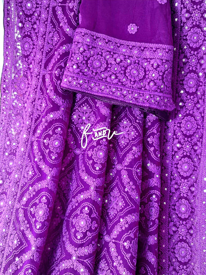 Isabelle gorgette chikankari saree