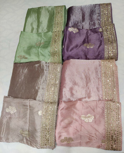 Metallic tissue organza saree