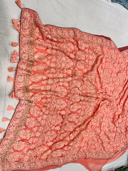 Yashvi chikankari gottapatti saree Indian saree wedding sari blouse