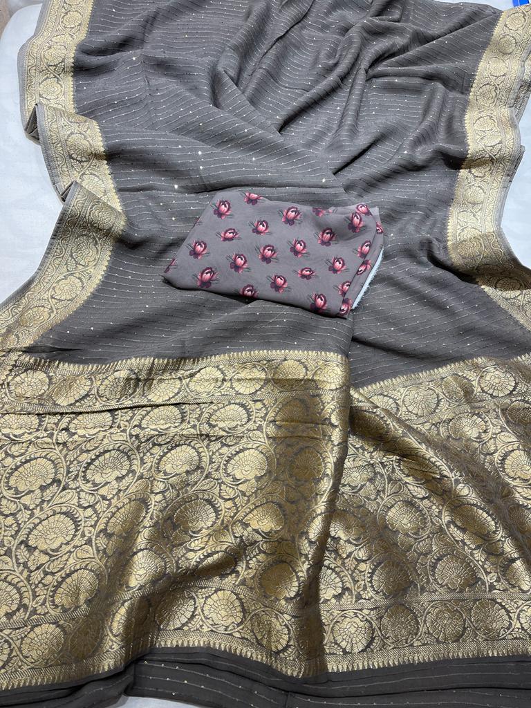 Pivasha khaddi gorgette saree