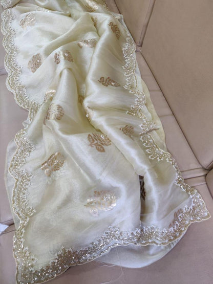 Organza foiled partywear saree