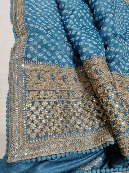 Lehariya bandhej saree