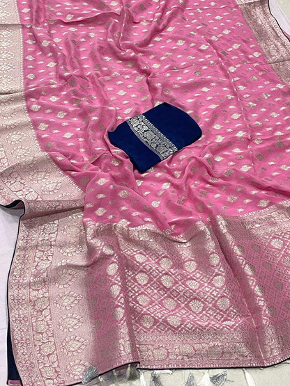 Gunisha khaddi gorgette saree