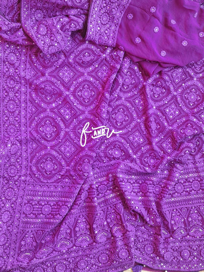 Isabelle gorgette chikankari saree