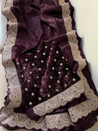 Humera chiffon satin beautiful saree