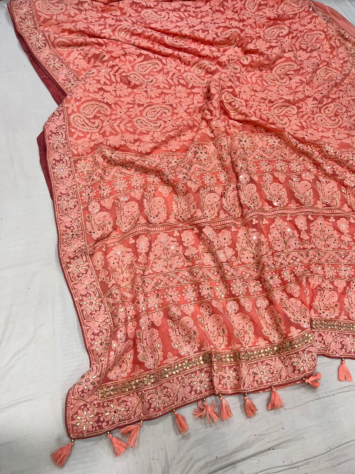 Yashvi chikankari gottapatti saree Indian saree wedding sari blouse