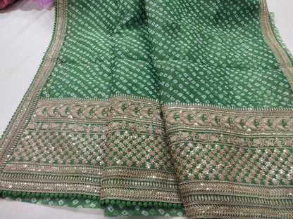Bandhani styled organza saree