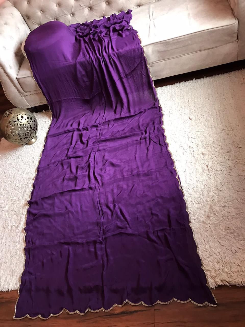 Classy crepe chinon handloom saree