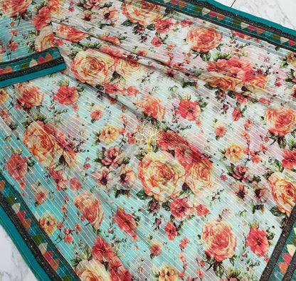 Floral sequins saree