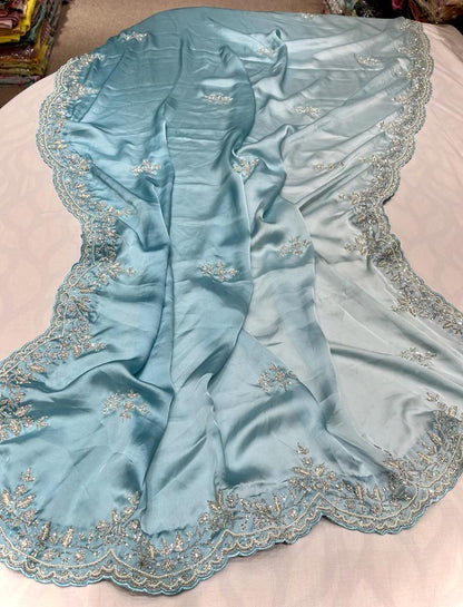 Satin shaded partywear saree