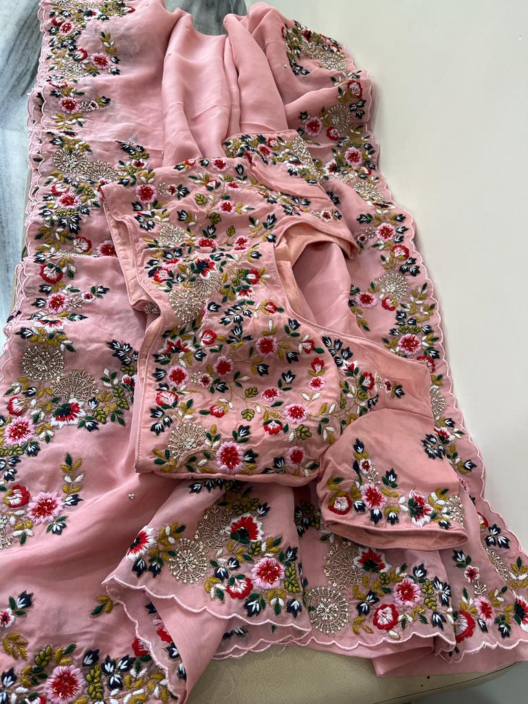 Rangbhara organza embroidery saree