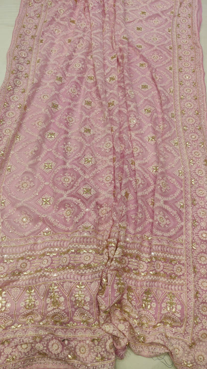 Reblia gorgette chikankari saree
