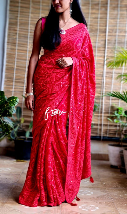 Isabelle gorgette chikankari saree