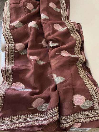 Rakhisha organza beautiful trendy saree