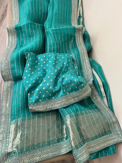 Nurjaha striped organza saree