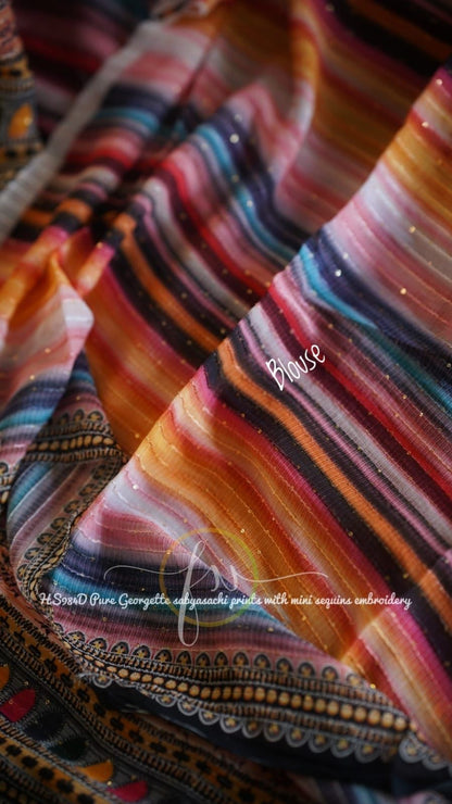 Printed styled gorgette saree