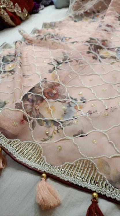 Pearl pink beautiful saree