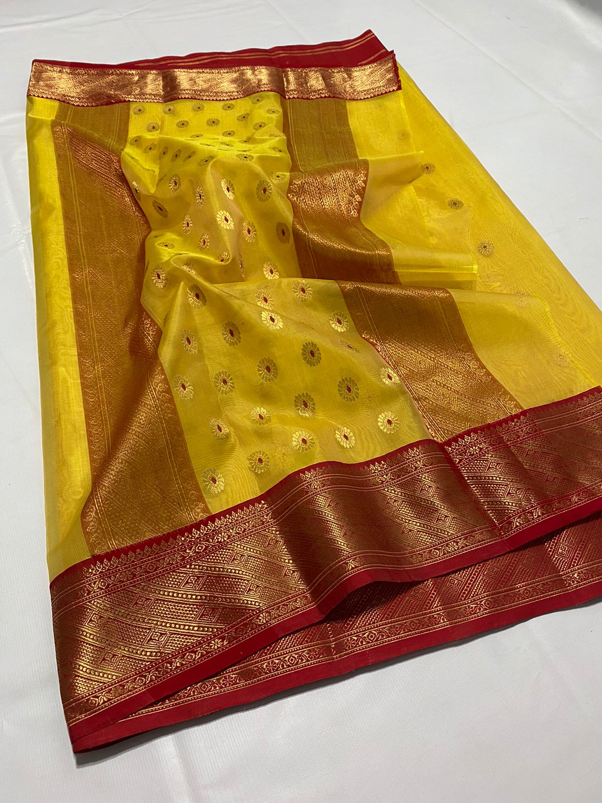 Heer yellow Chanderi saree handloom saree blouse