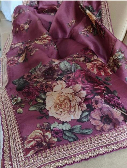 Floral organza sweet saree