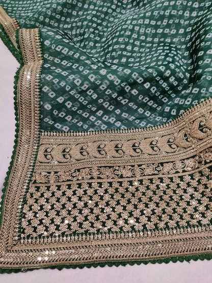 Lehariya bandhej saree