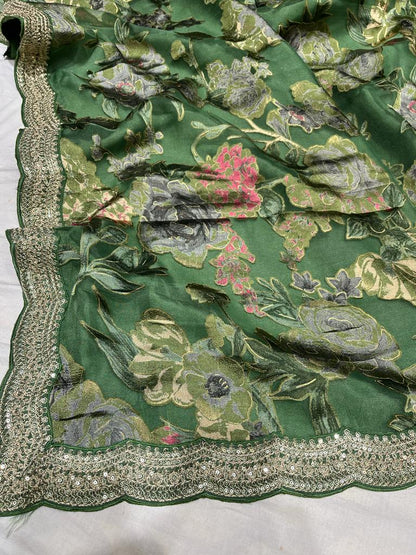 Brasso organza scalloped saree