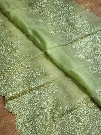 Scalloped inspired organza saree