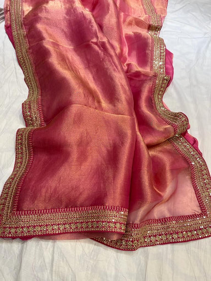Kanjeevaram inspired tissue organza saree