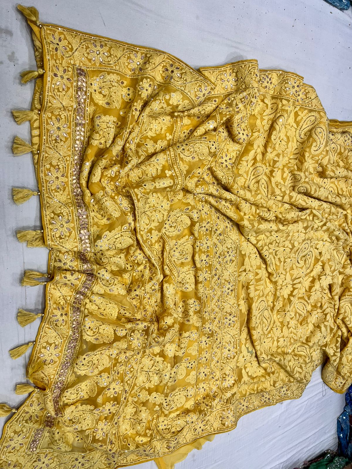 Yashvi chikankari gottapatti saree Indian saree wedding sari blouse