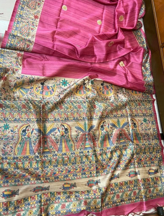 Pink Kalamkari saree