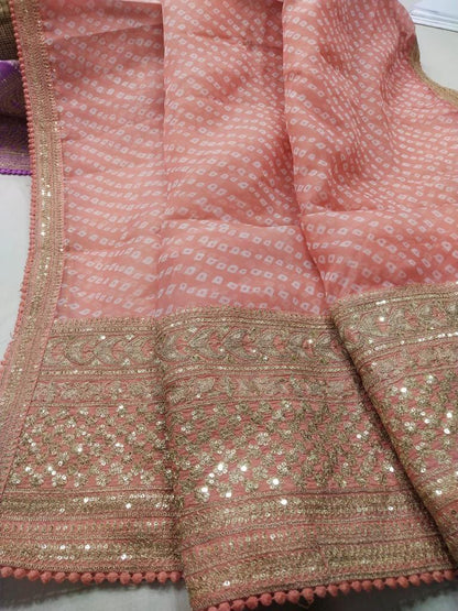 Bandhani styled organza saree