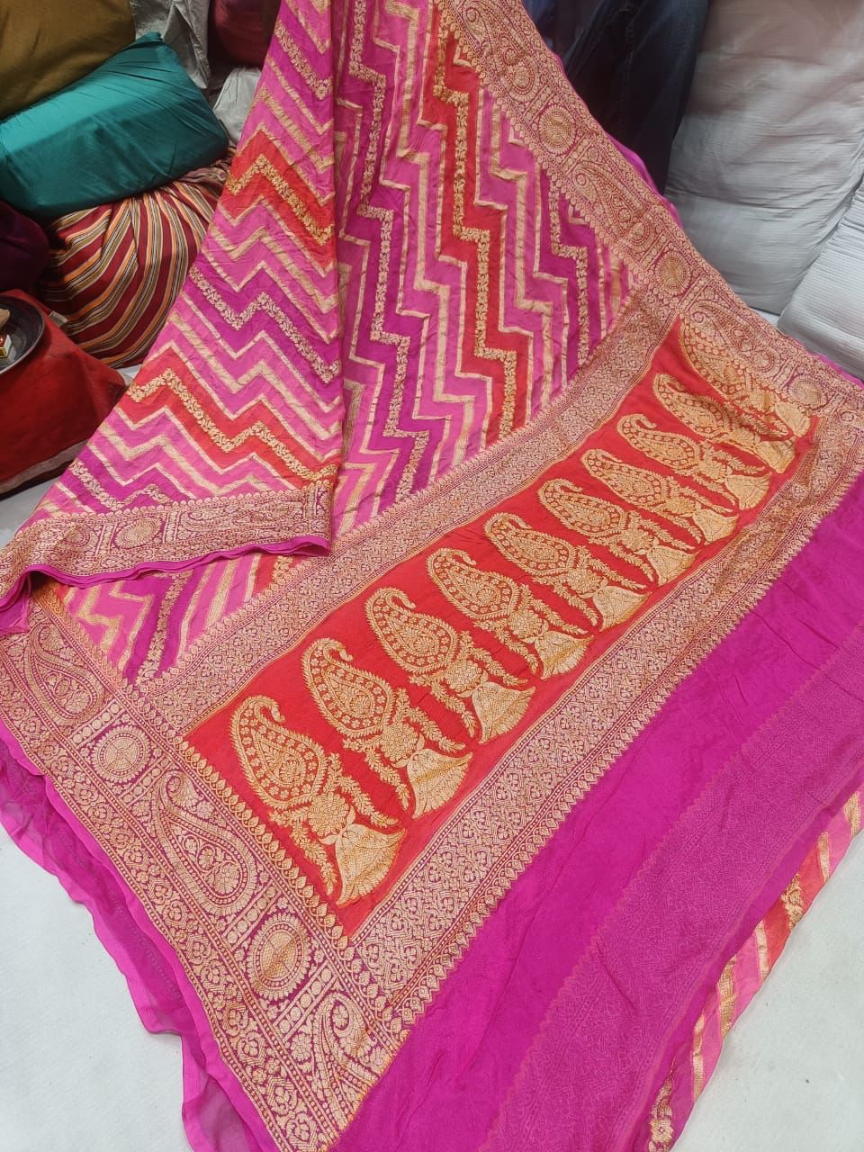 Nasheen banarsi gorgette saree