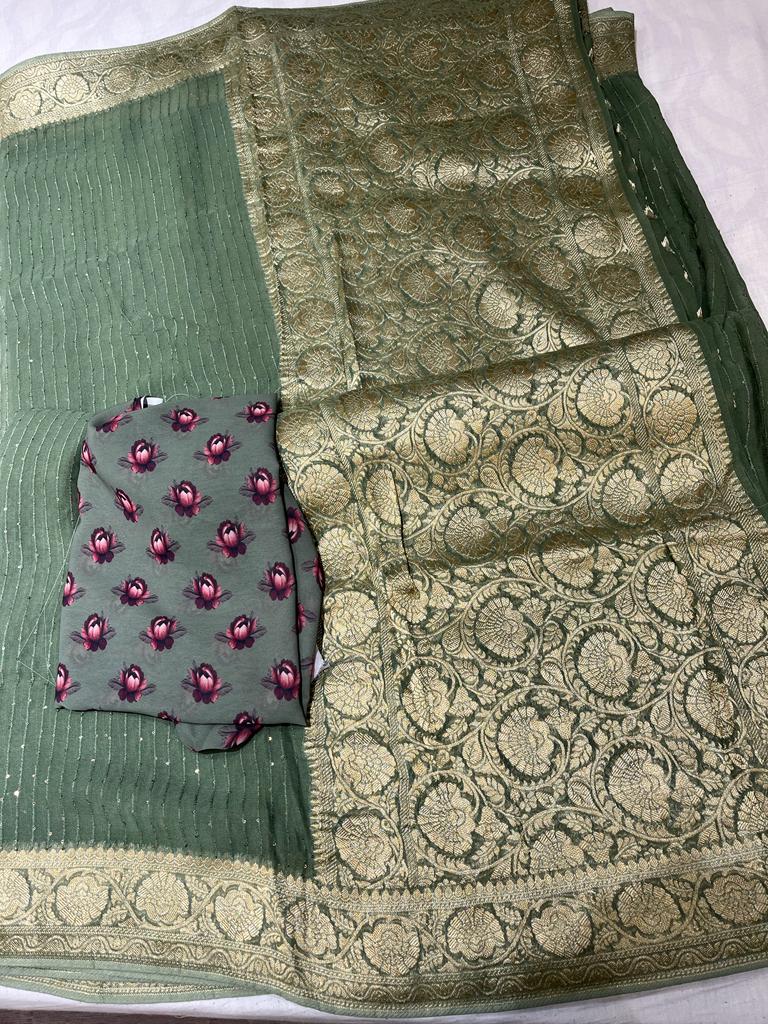 Pivasha khaddi gorgette saree