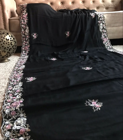Hot black sexy beauty saree