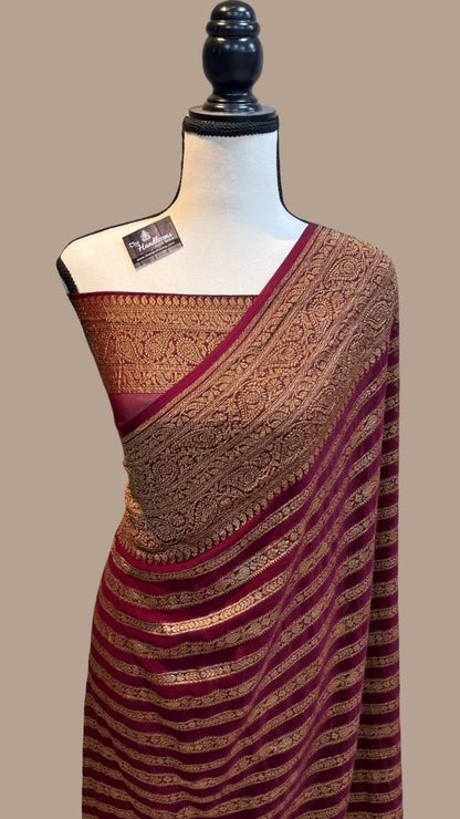 Striped khaddi gorgette saree