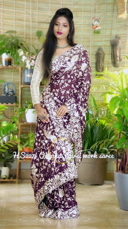 Derby Parsi inspired embroidery saree