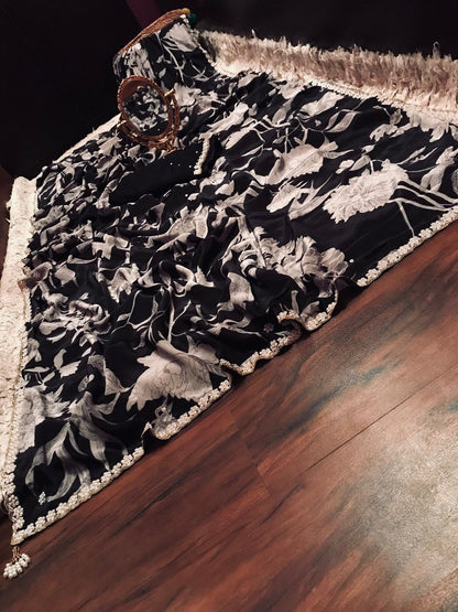 Trendy crepe luxury saree