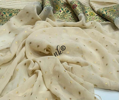 Nirbah woven gorgette khaddi saree